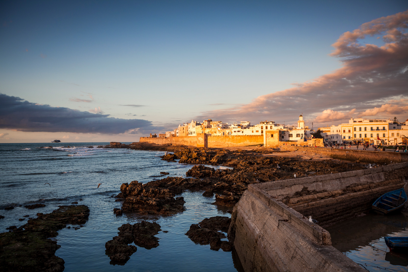 Ancient ramparts of Essaouira fortress overlooking the Atlantic Ocean